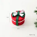 Red felt Christmas gift box ornament with green ribbon and white bow for tree hanging - Wave Pattern Gift Box