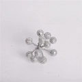 Detail of decorative silver glitter artificial berry stems for Christmas tree and wreath DIY - Short Silver Glitter Berry