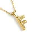 Minimalist 18K gold plated stainless steel necklace featuring a 3D letter F pendant - Letter F / Gold