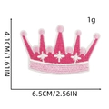 Macro detail of crown embroidery patch in pink and white with size dimensions in cm - Crown Patch 10#