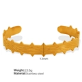 12mm gold adjustable stainless steel cuff bracelet with vintage textured star patterns - Gold (SZ63 Serrated Style)