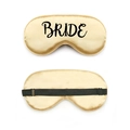 Champagne gold faux silk sleep mask with black BRIDE text and adjustable strap - Black Font Bride / Gold