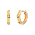 S925 silver needle hoop earrings with yellow enamel and white zircon in gold finish - Yellow