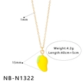 Golden stainless steel necklace with a yellow mango pendant on a thin 1mm chain - Mango Enamel Necklace (NB-N1322)