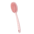 Pink silicone bath brush with long handle and double-sided bristles for back scrubbing - Long Handle Style / Pink
