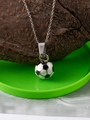 Titanium steel soccer pendant necklace with black and white enamel on a silver chain - Silver Color Single Pendant