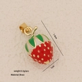 Pendentif fraise en laiton pour bijoux DIY, breloque émaillée rouge et vert de 1,4 cm - Fraise