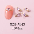 Detail of purple heart rhinestones for nail art with gold textured base and dimensions - Gold Starry Pink Style (AB43) / 10 Pieces Pack