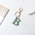 Buchstabe B Schlüsselanhänger mit tropischem Blattmuster und edlem Roségold-Beschlag - Buchstabe B (Ohne Quaste)