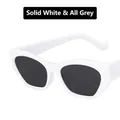 Occhiali da sole geometrici cat-eye con montatura bianca e lenti grigio scuro - Bianco Solido