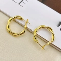 Polierte goldene Creolen mit gedrehter Seilstruktur für einen modernen minimalistischen Look - 10# Gold gedreht (Goldene Spiegel gedrehte Ohrringe)