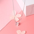 Élégant collier en argent S925 avec pendentif cube en cristal transparent sur chaîne box - Standard 8mm / Blanc Dégradé