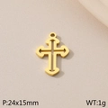 18K gold-plated vintage hollow cross pendant in stainless steel measuring 24x15mm - Hollow Grid Cross(KLJ7100-Z)