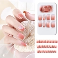 Press-on nails in gradient pink with gold glitter edges and 3D crystal bear accents - F785-21 Gradient Pink 3D Bear