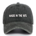 Vintage washed charcoal baseball cap with white Made in the 90's embroidery - Army Green
