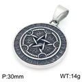 Colgante estrella vikinga de acero vintage con grabados de runas y detalle turquesa - Estilo de Runa de Pentagrama (KP116383-MZOZ)