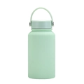 Mint green matte stainless steel sports water bottle with portable handle 650ml - 650ml / Regular Fit / Pale Green