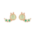 Primer plano de pendientes de libélula en oro rosa con ojo de gato verde y gemas - Caracol Verde (Chapado en Oro Rosa)