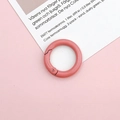 Detailed view of pink 25mm round spring ring fastener for DIY jewelry and accessories - Deep Pink