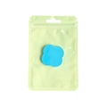 Blue four-leaf clover makeup sponge in a translucent neon green resealable bag - 10.5x15cm (16-wire) / Macaron Yellow