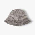 Winter knitted bucket hat in gradient grey wool with warm thick textured finish - One Size / Khaki