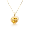 Golden heart-shaped MOM necklace with yellow birthstone pendant on O-chain - Gold November (KN196899-K)