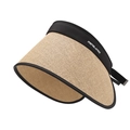 Breathable wide brim straw sun hat for women with foldable open top design and UV protection - Adjustable / Khaki
