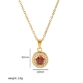 18K gold plated necklace with a red gemstone pendant and sparkling zircon halo - Round Halo Style (TN3262)