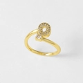 18k vergulde open ring met letter Q ontwerp en micro-geplaveide zirkonia edelstenen - Letter O
