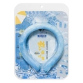 Light blue PCM cooling neck ring for heat relief in retail packaging with ice graphics - 28°C Blister Packaging / Blue