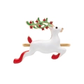 Christmas reindeer napkin ring with white enamel, red accents and green antlers - White Enamel Reindeer Style (Z1001-13)