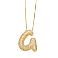 Collier pendentif lettre G doré avec micro-pavage de zircones sur chaîne vénitienne - Lettre G