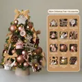 60cm Champagner-Rosa Weihnachtsbaum-Set mit LED-Lichtern und Holzsockel-Dekor - 60 cm / Champagner