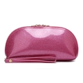 Sparkly rose red shell-shaped makeup bag with sequins and golden zipper detail - Glitter Cherry Pink