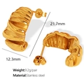 Boucles d'oreilles croissant torsadées dorées en acier inoxydable pour femmes - Style Spirale Dorée EH45