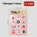 Planche de stickers de Noël avec 12 motifs festifs dont bonhomme de neige et sapin - LY-1065 (12 Motifs d'Illustration)