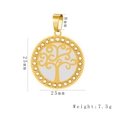 Gold Tree of Life circular pendant with clear beads, 25mm diameter and 7.5g weight - HD-90 Tree of Life Pendant