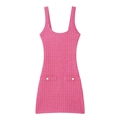 Vestido de punto ajustado sin espalda en rosa vivo con botones dorados - Rosa