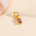 Macro detail of 18k gold pineapple charm with purple zircon inlay for DIY jewelry - Purple Zirconia
