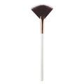 Large fan shaped makeup brush with white handle and rose gold ferrule for face highlighting - Small Fan Brush Pearl White (High Quality)