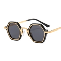 Chic black and gold hexagonal sunglasses with metallic frame and dark lenses - C2 Black Gold Frame Grey Lens