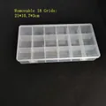 Transparent 18-grid plastic storage box with removable dividers and secure buckles - Removable Small 18-Compartment 21x10.7x3cm