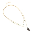 Gold double-layer necklace with turquoise beads and a black crystal-eyed snake pendant - Double Layer Necklace Turquoise Gemstone Black Snake Pendant (3#)