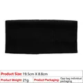 Detailed view of black ribbed knit sports headband showing dimensions 19.5cm by 8.8cm - Black
