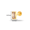 Gold titanium labret stud with a clear rectangular cubic zirconia and flat back design - 5# Rectangle Style / Gold