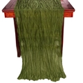 Elegant green wrinkled cheesecloth table runner for rustic wedding and home decor - Apple Green