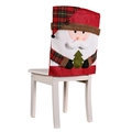 Festive Santa Claus chair cover with plaid hat and 3D beard for Christmas home decor - Santa Claus