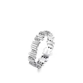 S925 sterling silver geometric stackable ring with paved cubic zirconia stones - US Size 5 / Geometric Gear Style (RHR652S)