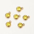 Set of 6 yellow crystal charms in gold stainless steel for DIY jewelry making - Gold Base Yellow