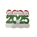 Family of 4 snowmen on 2025 resin ornament with customizable name space for Christmas tree - 4 Snowmen Heads